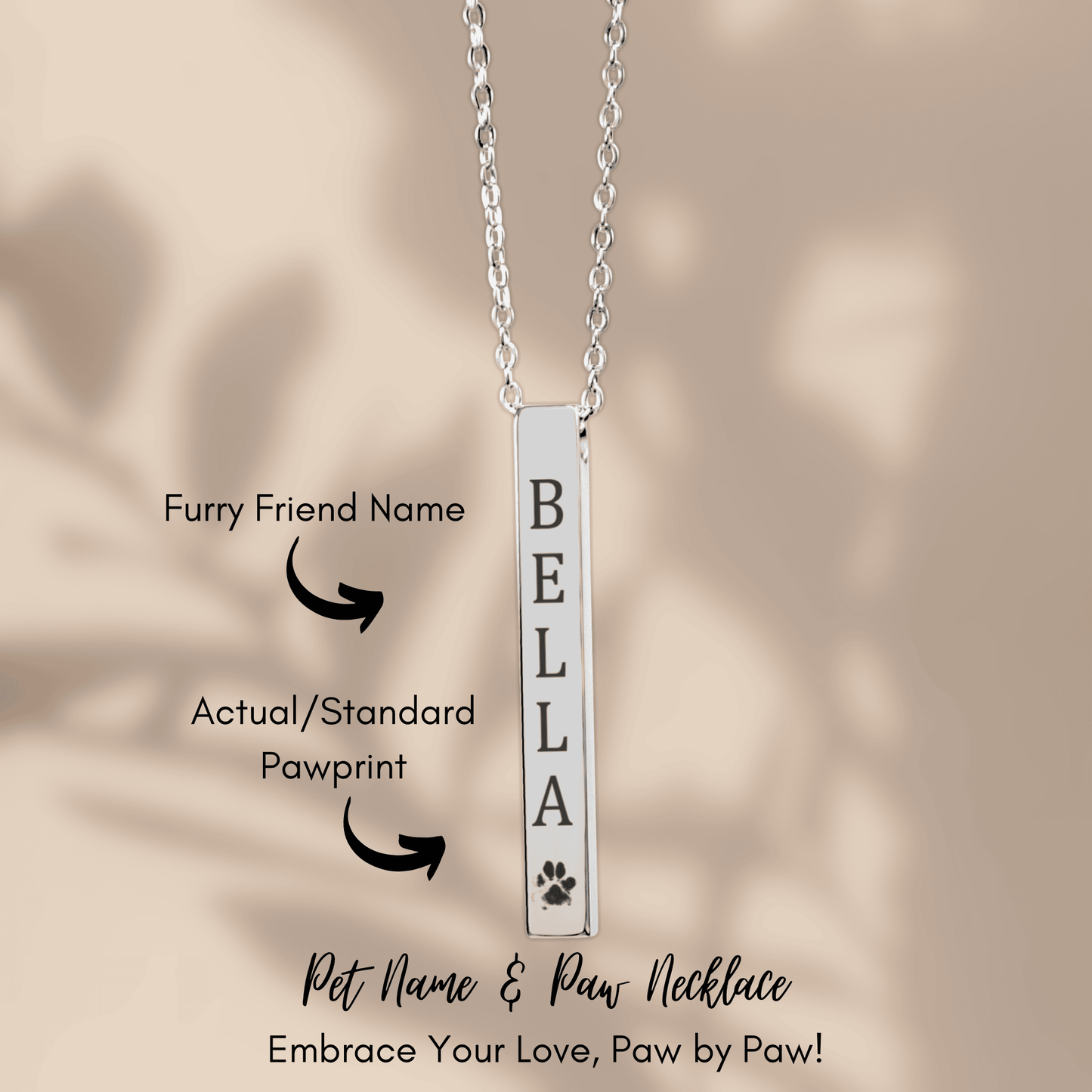 Pet Name & Paw Necklace