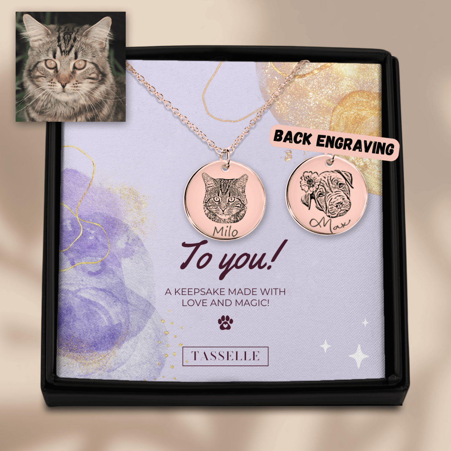 Double Pet Portrait Necklace