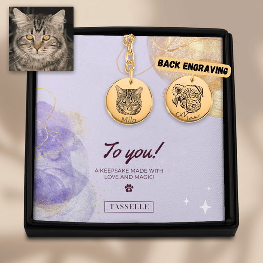 Double Pet Portrait Keychain