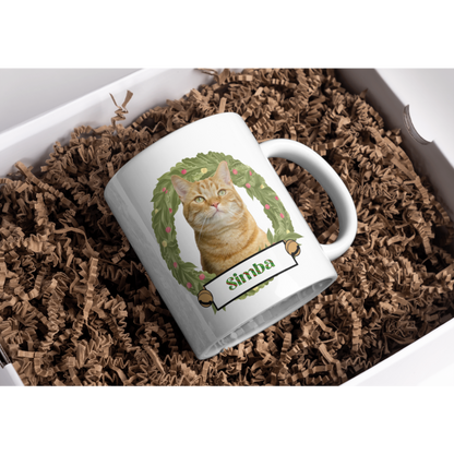 Custom Christmas Wreath Mug - Photo & Name