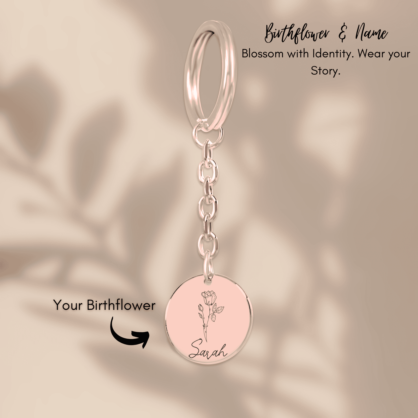 Birthflower & Name Keychain