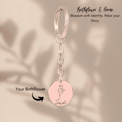 Birthflower & Name Keychain