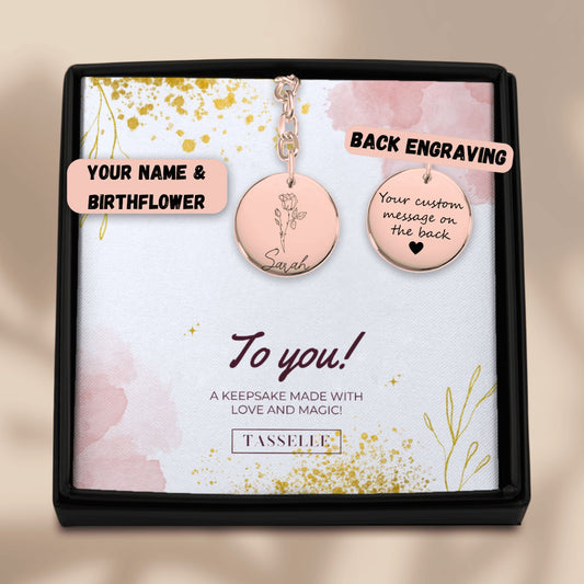 Birthflower & Name Keychain