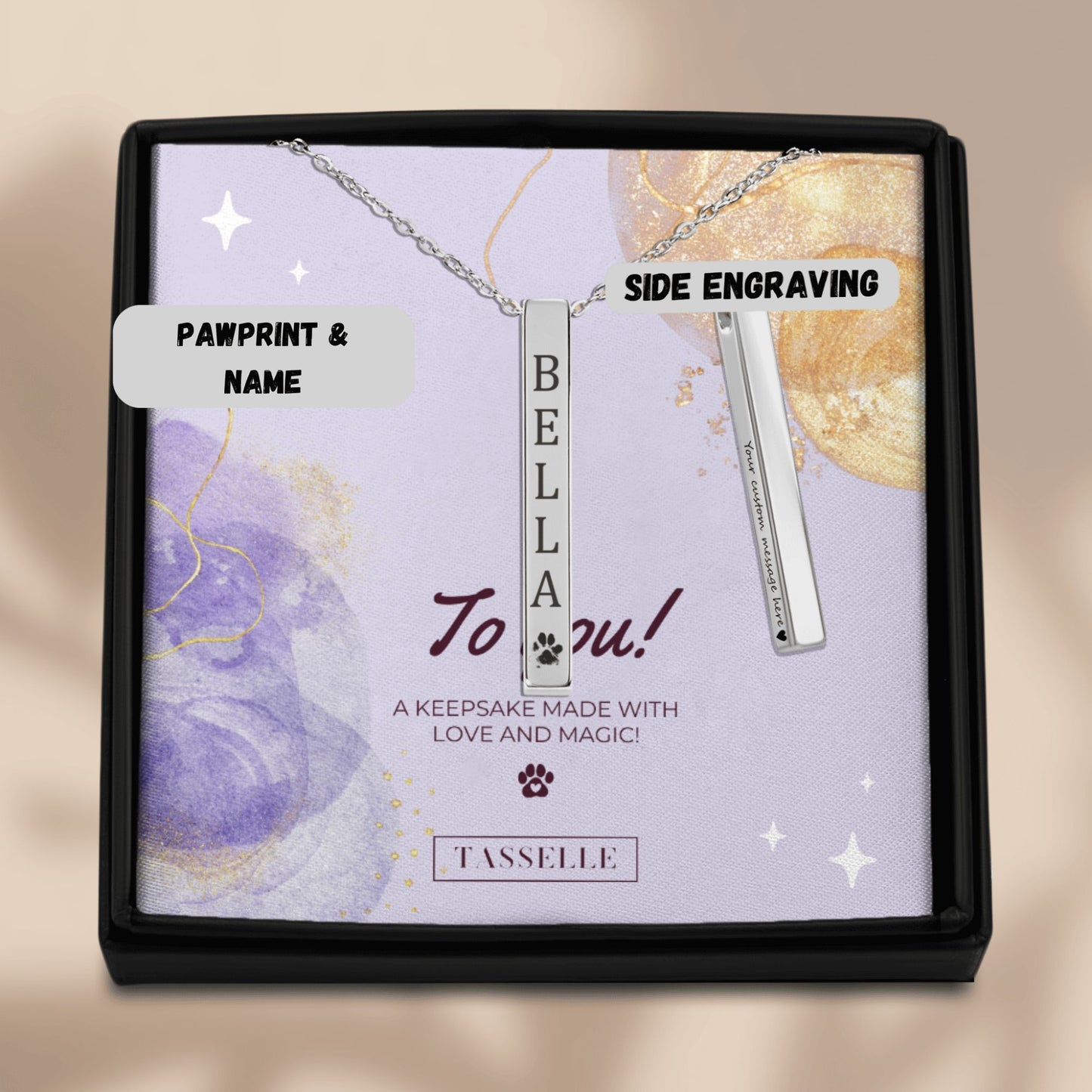 Pet Name & Paw Necklace