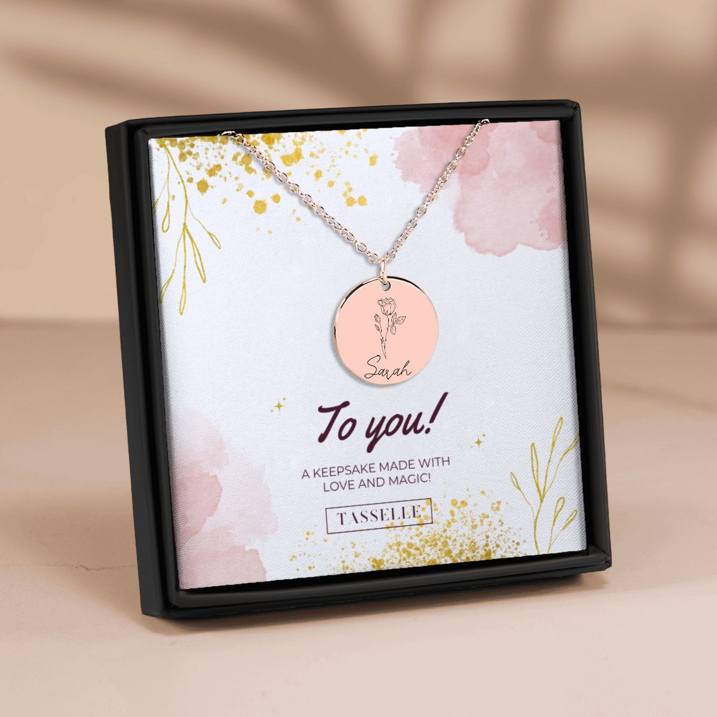 Name & Birthflower Coin Necklace