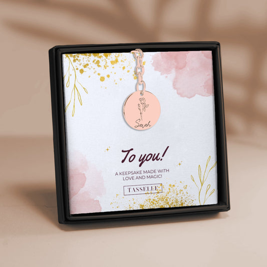 Birthflower & Name Keychain