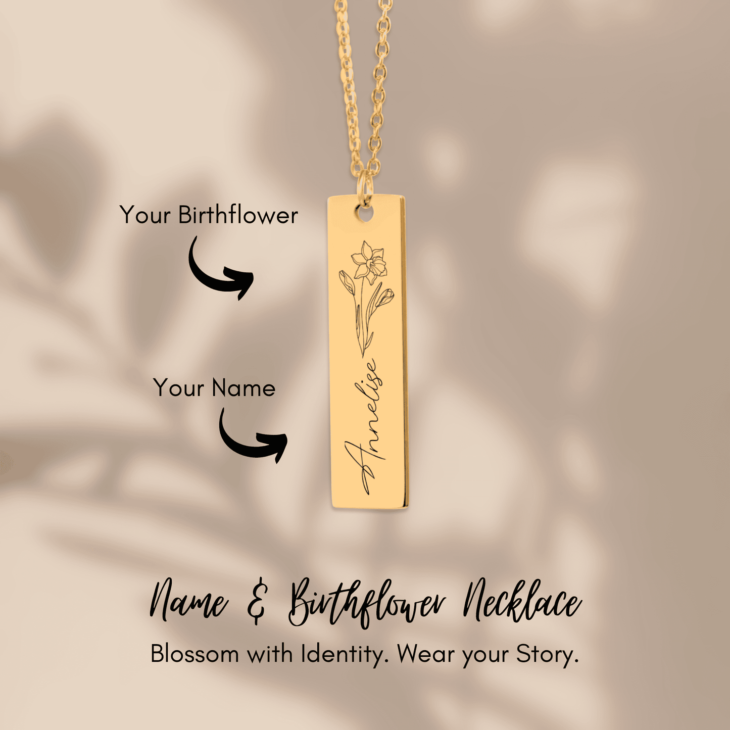 Name & Birthflower Necklace