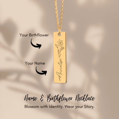 Name & Birthflower Necklace